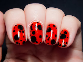 Easy ladybird inspired nail art by @chalkboardnails