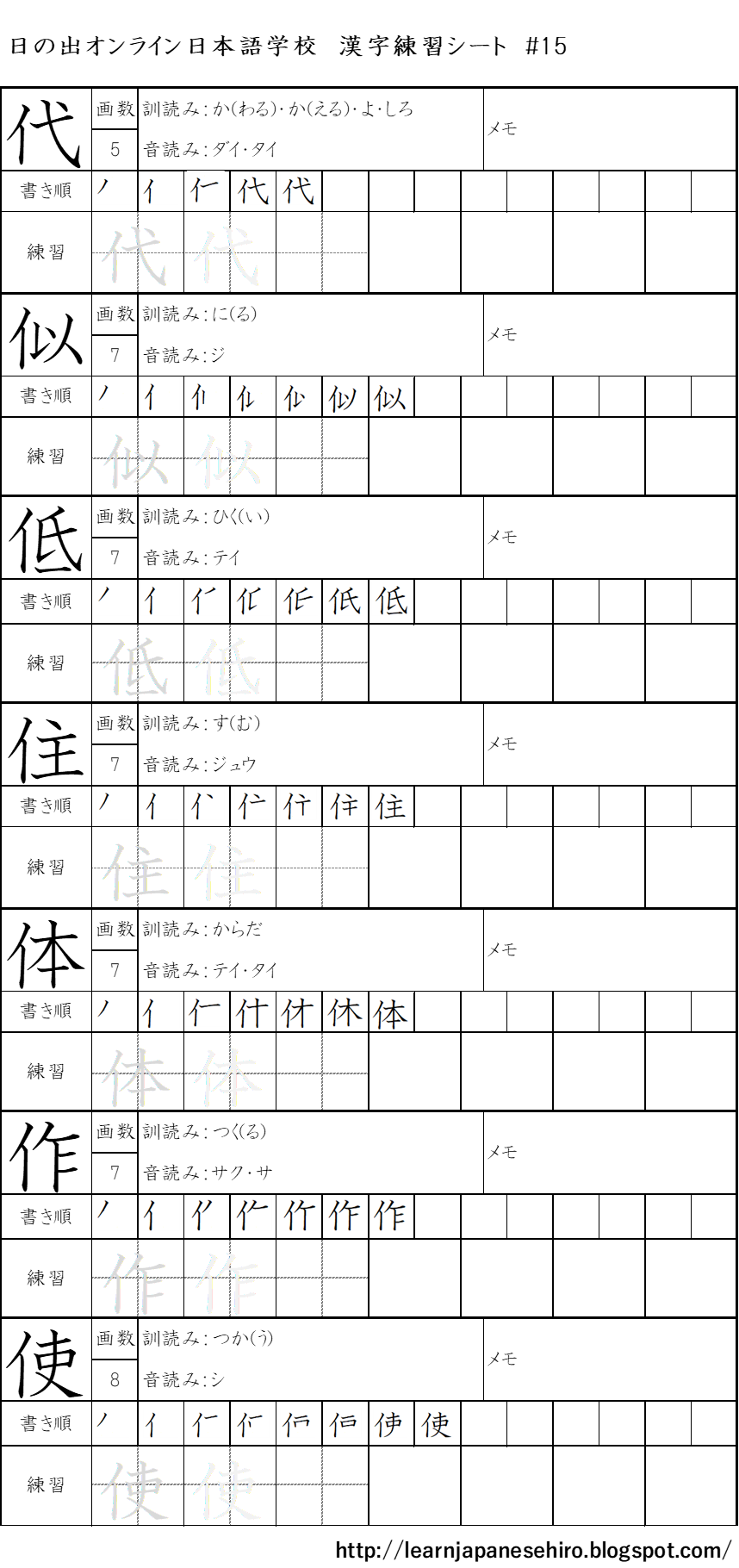 Kanji Cheat Sheet