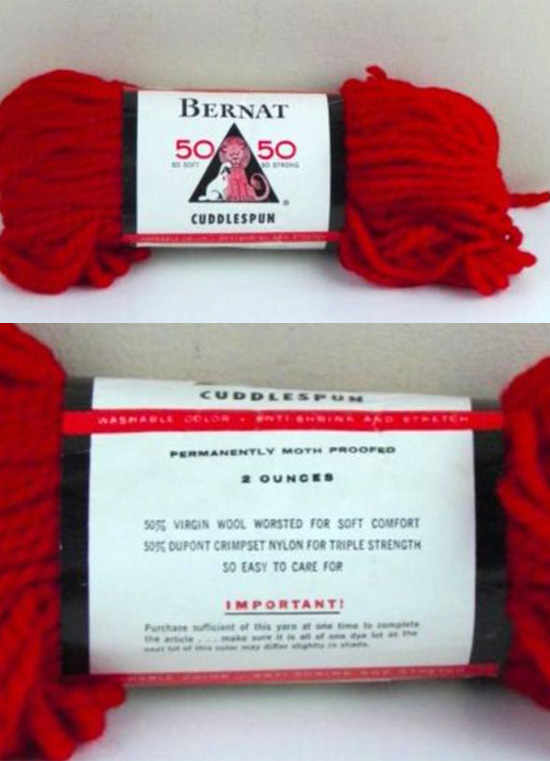 Vintage Knit Crochet Bits Of History Bernat Cuddlespun Yarn vintage-knit-crochet-bits-of-history-bernat-cuddlespun-yarn