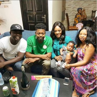 picture of basketmouth and his wife visit comedian seyi law comedian basketmout and wife with seyi law and family