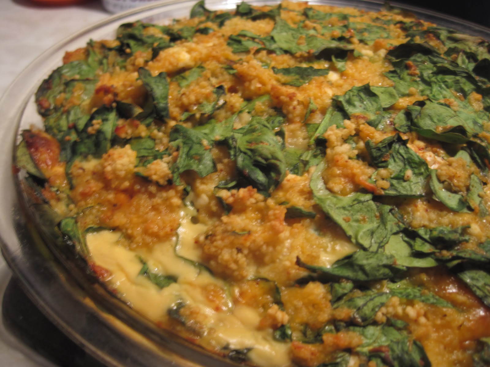 Crustless Couscous and Spinach Quiche