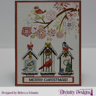Stamp Set: Christmas Birdhouses Paper Collection:  Retro Christmas Custom Dies:  Rectangles, Double Stitched Rectangles, Windowsill Candles