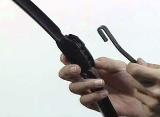 Typical wiper blade installation with J hook