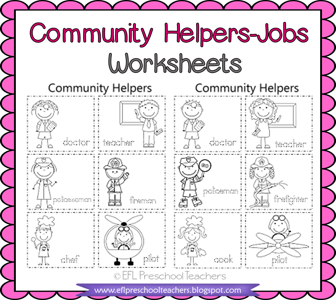 esl efl preschool teachers esl community helpers worksheets last part of the resource