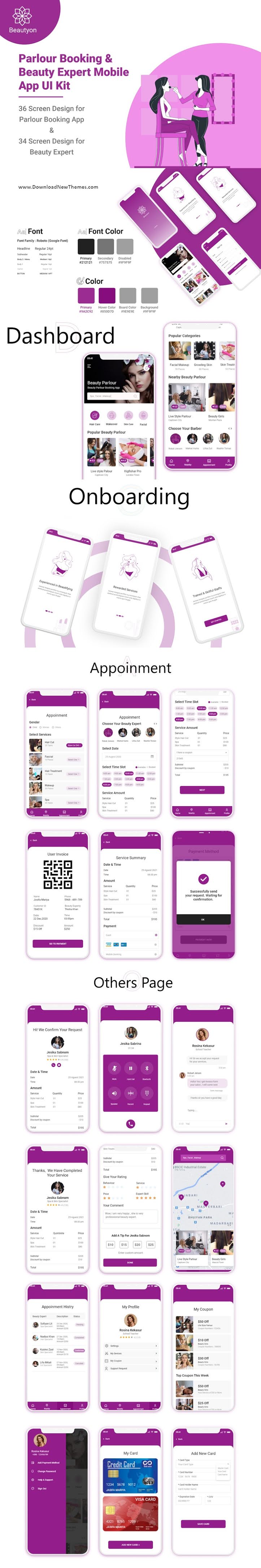 Beauty Parlour Booking & Beauty Expert Mobile App UI Kit