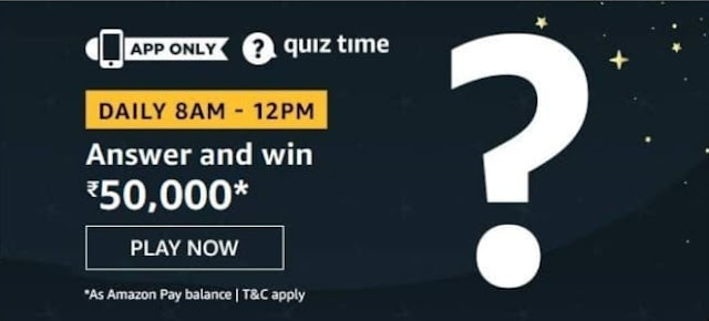 Amazon Quiz Answers Today 23rd March 2020 Win Rs 50000