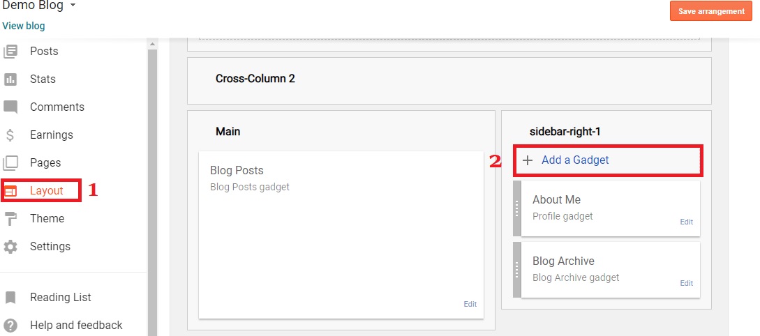 Adding the Contact Gadget How To Create Contact Us Page In Blogger Blog
