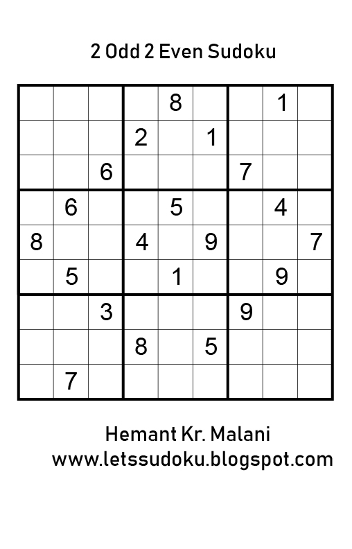 Let's Sudoku Sudoku 45 2 Odd 2 Even Sudoku