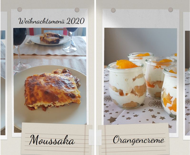 Genuß: Moussaka und Orangen-Mascarpone-Creme mit Contreau