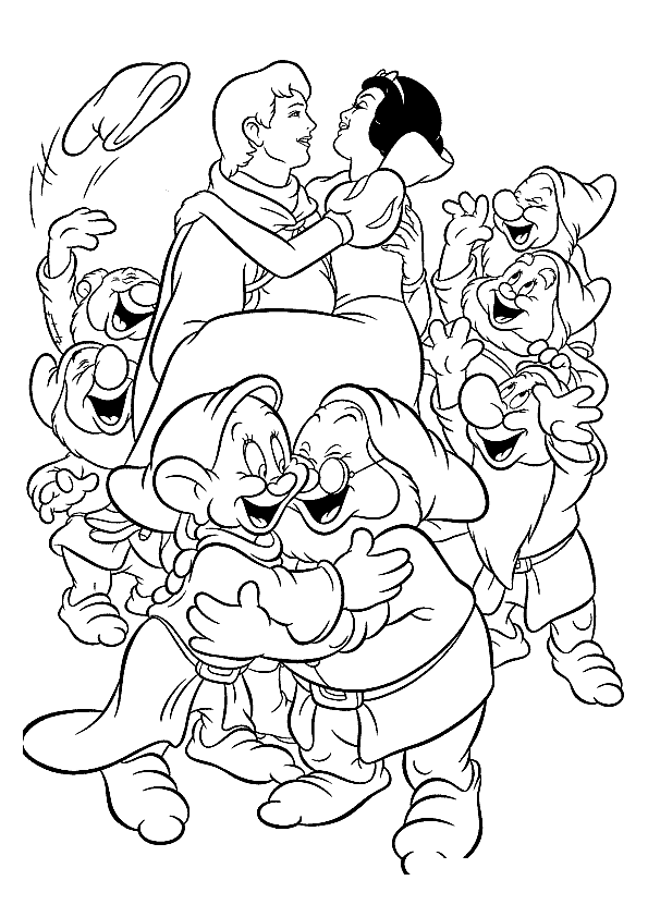 Desenhos de Branca de Neve e os sete anões para colorir, pintar, imprimir