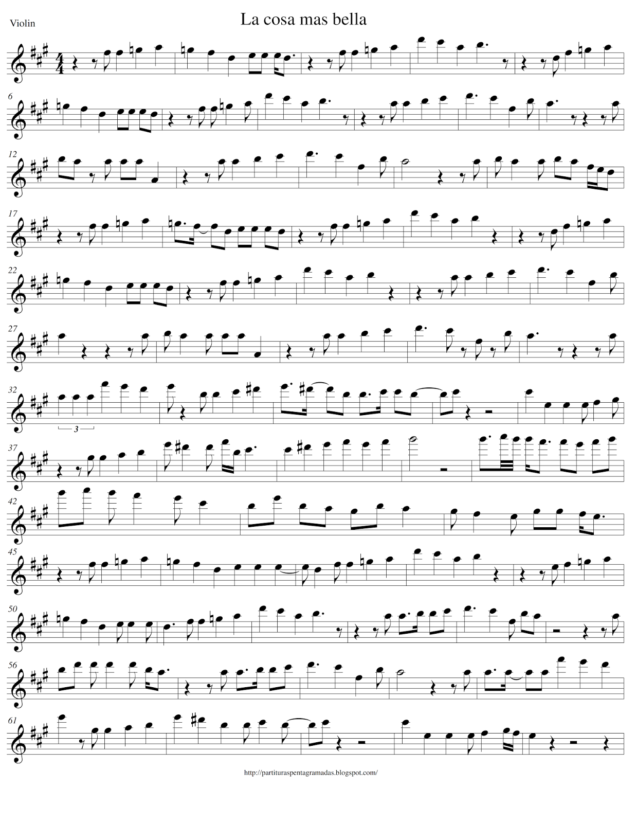 Partituras Pentagramadas La cosa mas bella