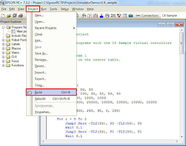 EPSON Robot Simulation Using Sample Project Robotics University
