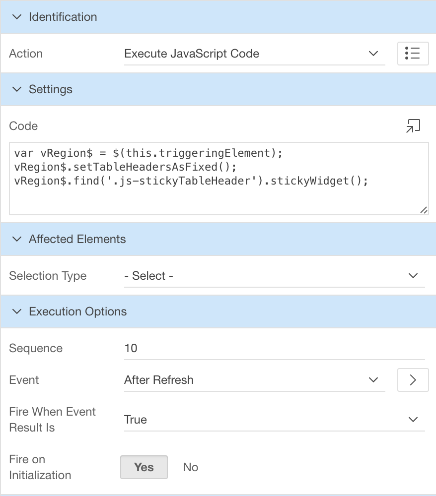 APEX by G How to make any table header sticky