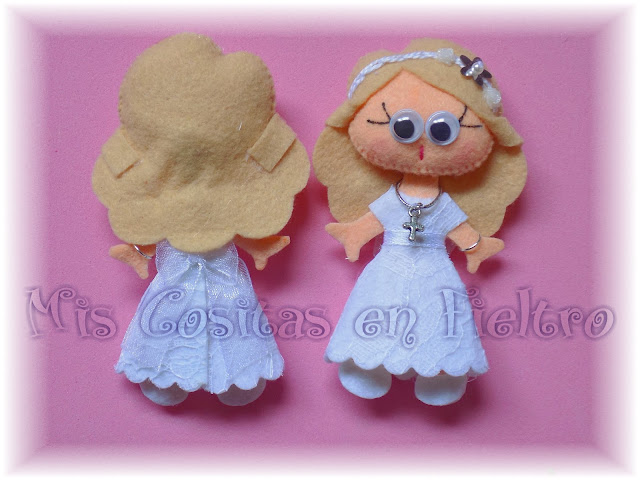 monigota, comunión, primera comunión, regalo, detalle, invitados, fiesta, souvenir, muñeca fieltro, muñeca de fieltro
