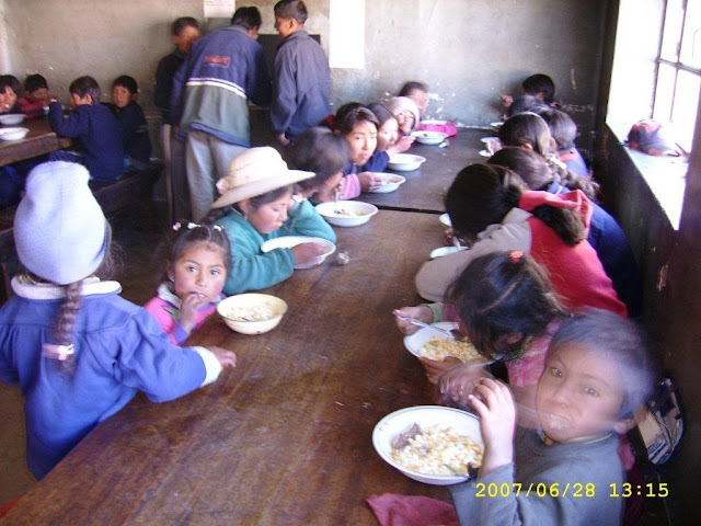 The children get their meal from the parrish