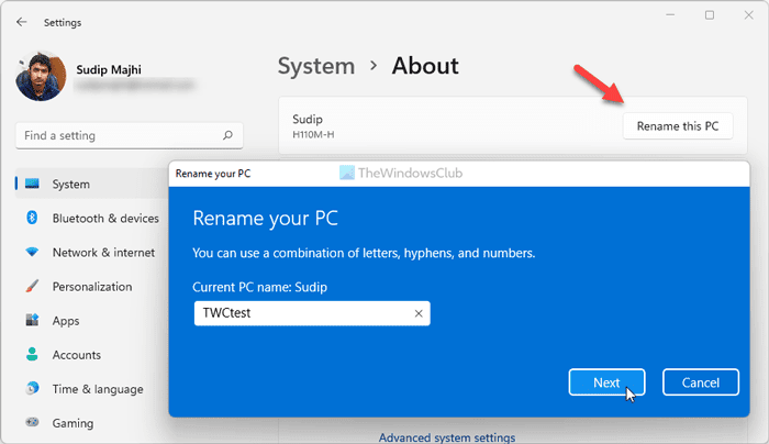 Windows11でPCの名前を変更する方法