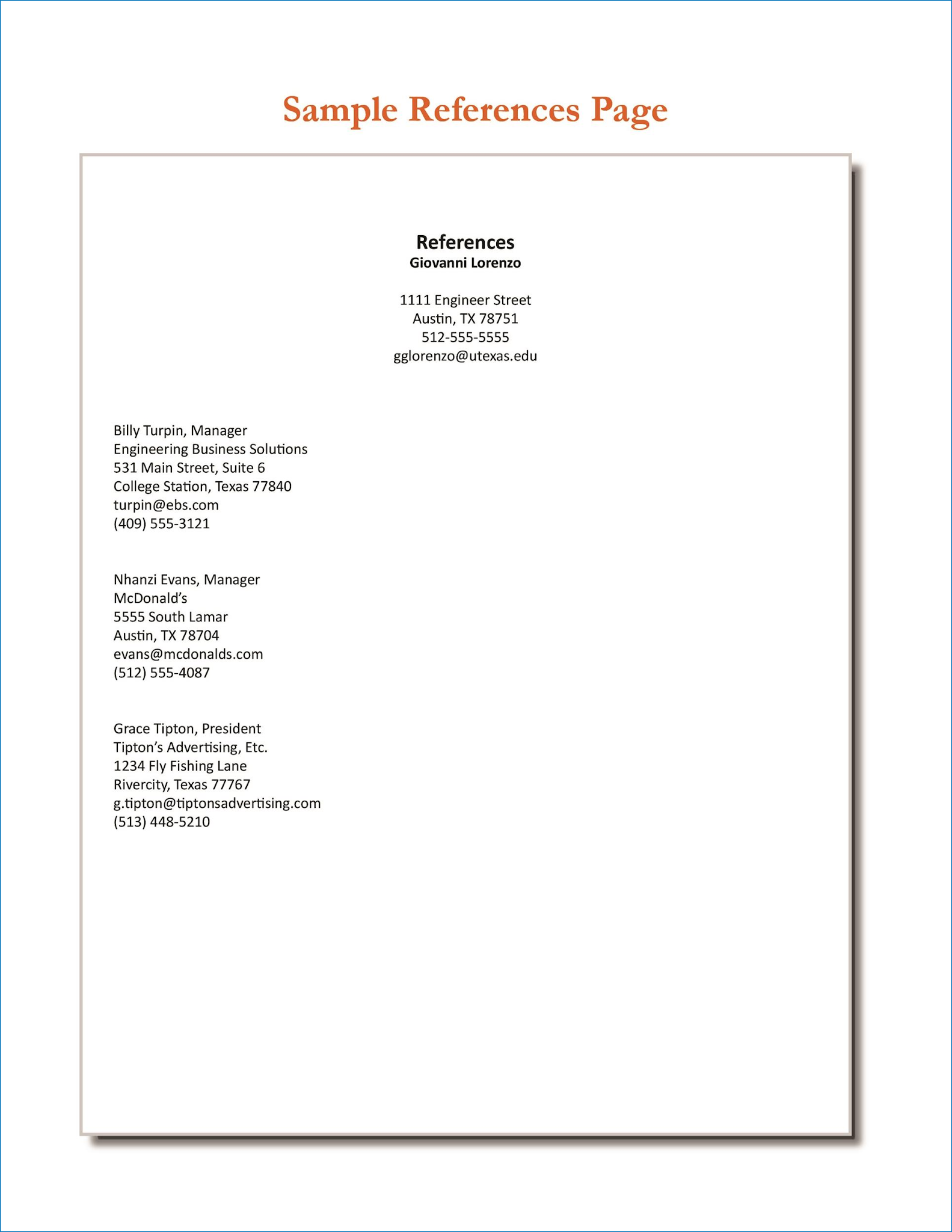 Resume Template References Resume - Reference Page For Resume Template Templateral 