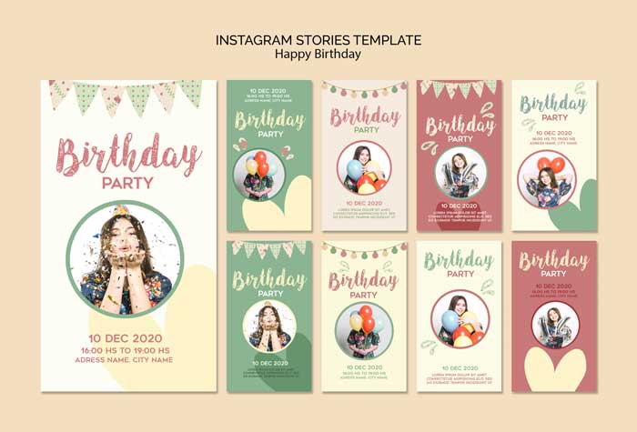Birthday Party Instagram Stories Template With Photo