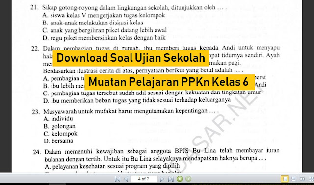 Soal Ujian Sekolah Muatan Pelajaran PPKn Kelas 6 K-13