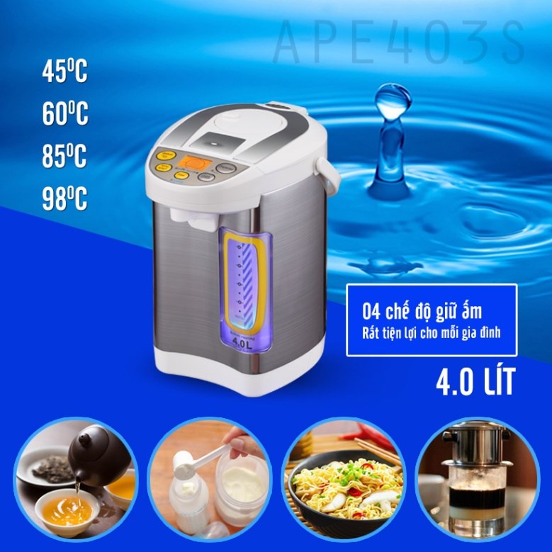 Bình thủy điện Osaka APE403S - 4 chế độ giữ ấm Bình thủy điện Osaka APE403S - 4 chế độ giữ ấm