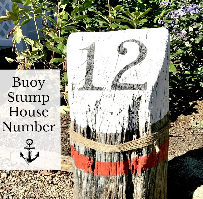 buoy stump driftwood house number