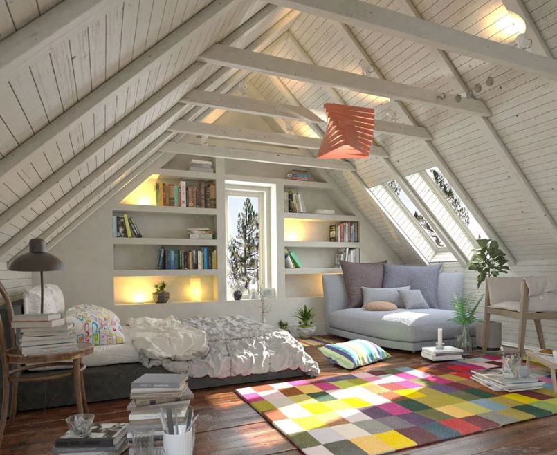 Transforming Attic Room into Cool Bedroom Interior Aura