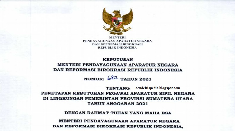 Rincian Formasi CASN Provinsi Sumatera Utara P3K CPNS Tahun 2021
