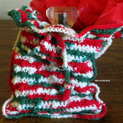  Bright Red and Green and White Pouch Bag - Jewelry Bag or Gift Bag - Handmade By Ruth Sandra Sperling at RSS Designs In Fiber
