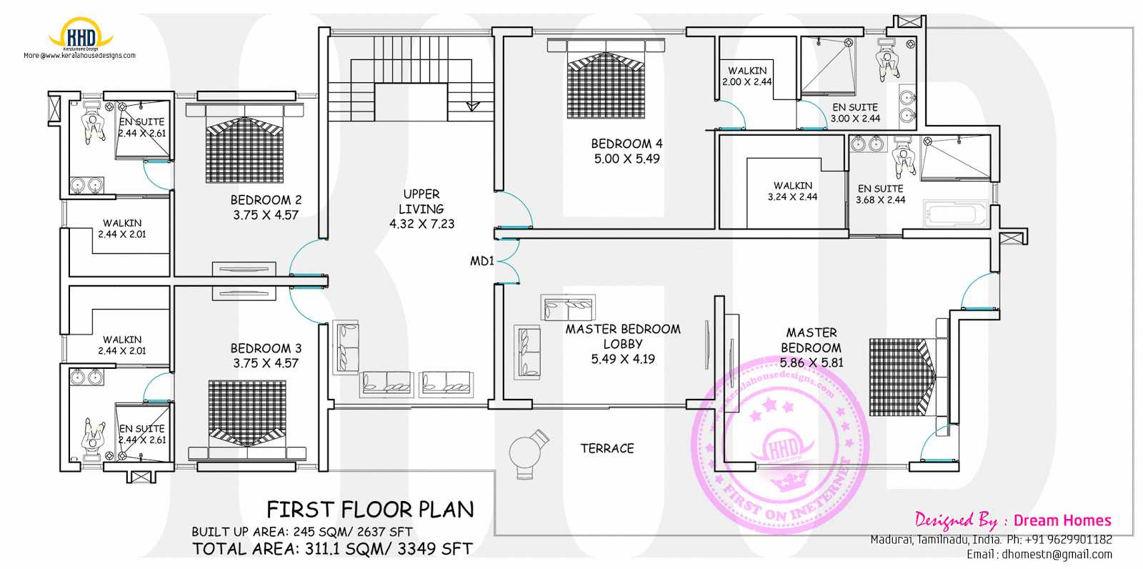 Wide contemporary house with floor plan - Kerala home design and floor