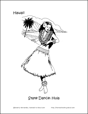 Download Hawaii Island Beauty Coloring Pages : Girls Dancing The Hula Hoop | Kids Coloring Pages