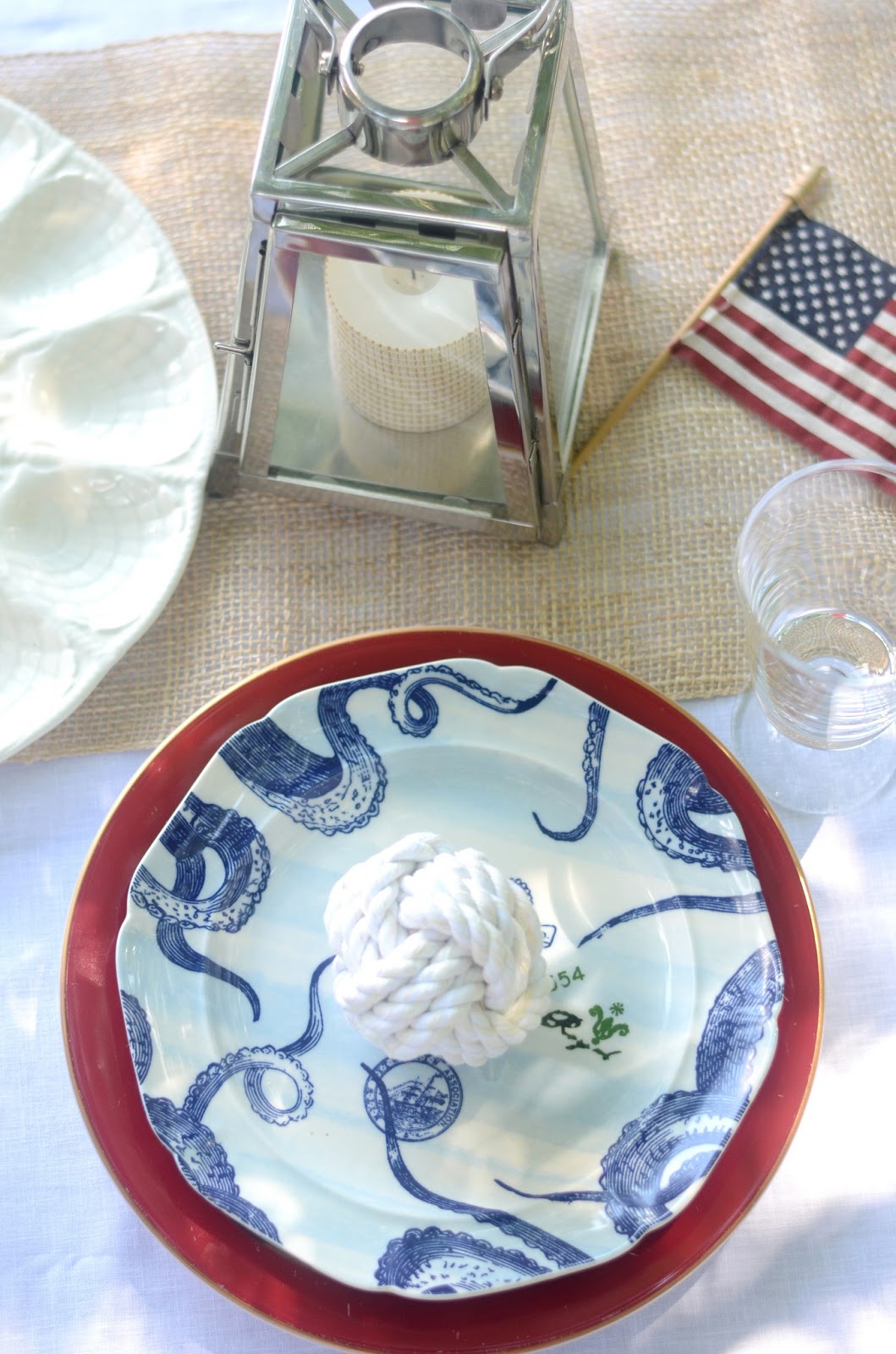 A nautical-inspired Memorial Day table setting