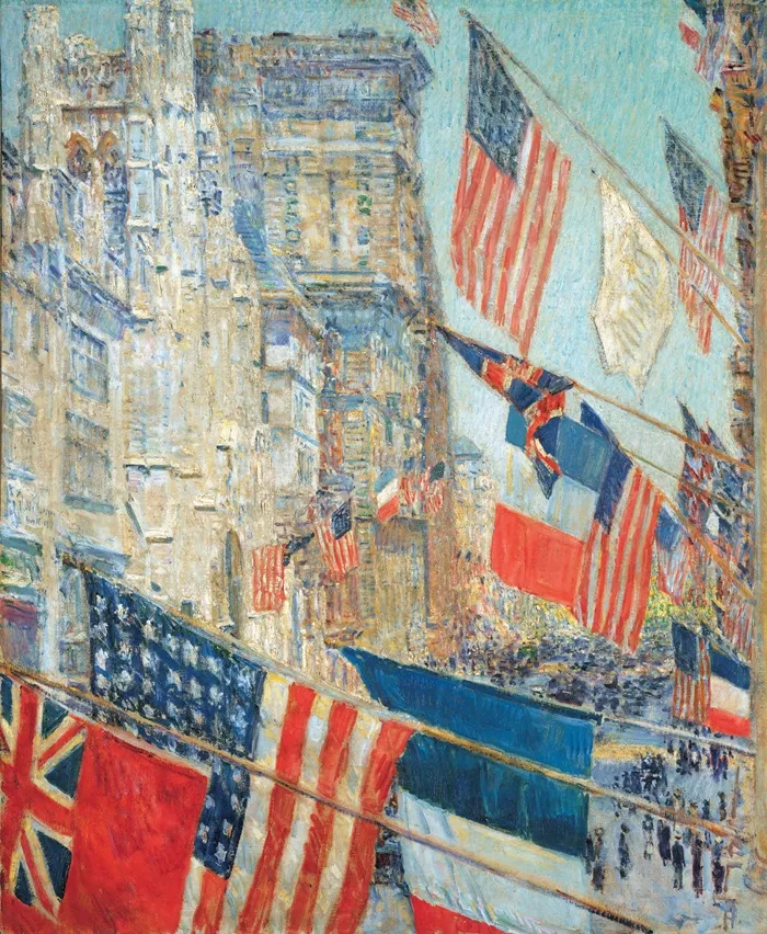 Childe Hassam 1859-1935 - American painter - Avenue of the Allies 1918 - The Impressionist Flags