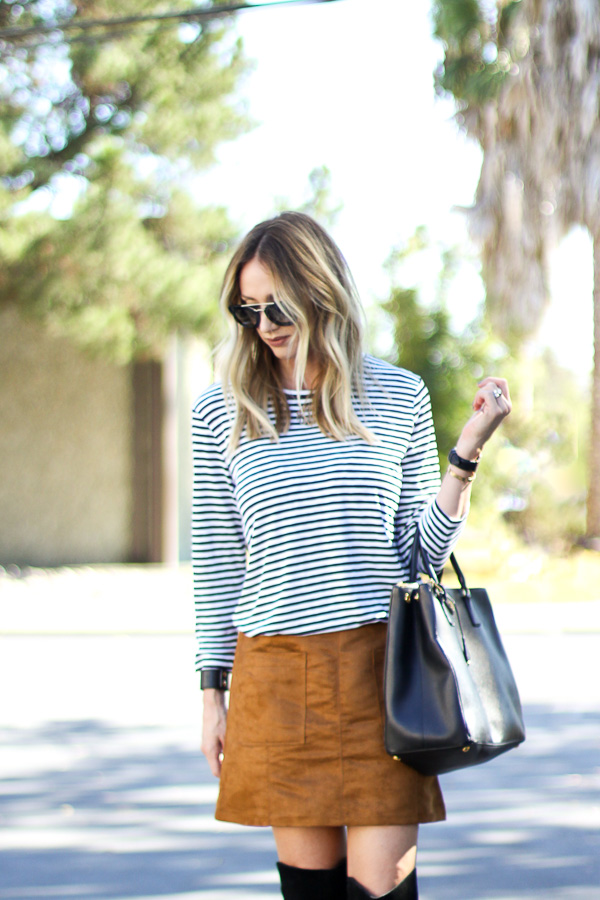 black and white striped tunic top