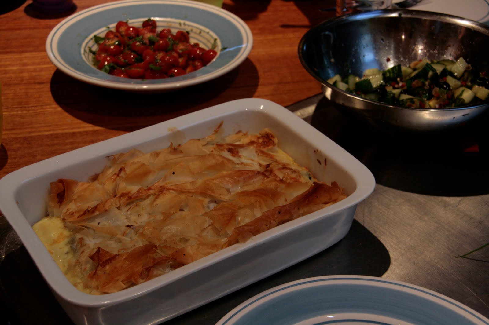 My Jamie Oliver Experiment Spinach & Feta Filo Pie, Cucumber Salad