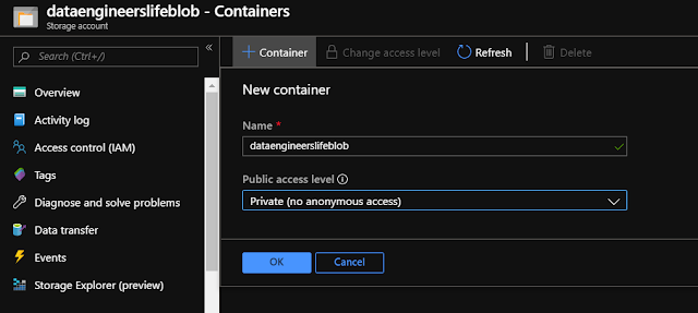 Creating Container in Storage account