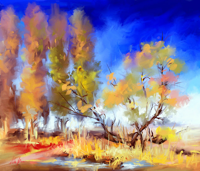 Falltime digital colorful painting by Mikko Tyllinen