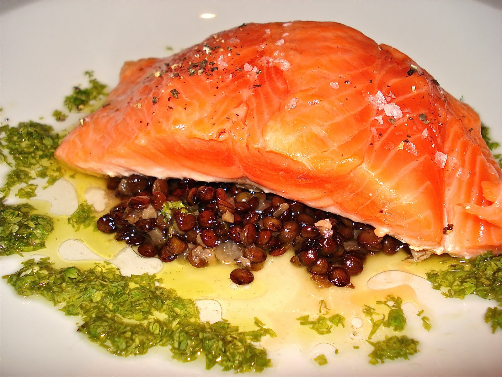 Behind The Burners OCEAN TROUT WITH PUY LENTILS AND CHERVIL