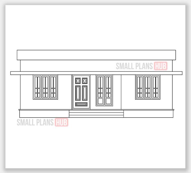 740 Sq.ft. 3 Bedroom Single Floor House Plan and Elevation