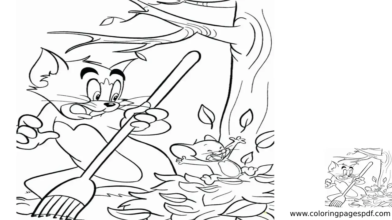 Coloring Page Of Tom And Jerry Having Fun