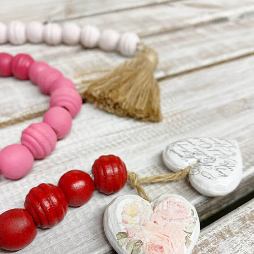 Ombre Pink Wood Bead Garland For Valentine's Day
