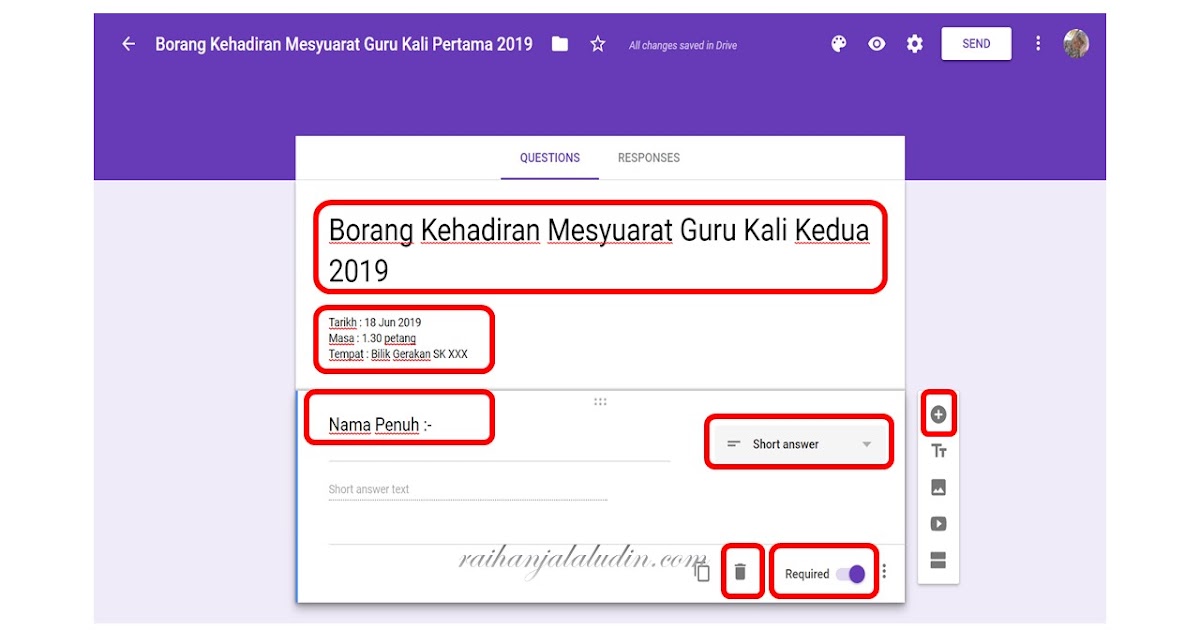 Contoh Soalan Google Form - Persoalan o