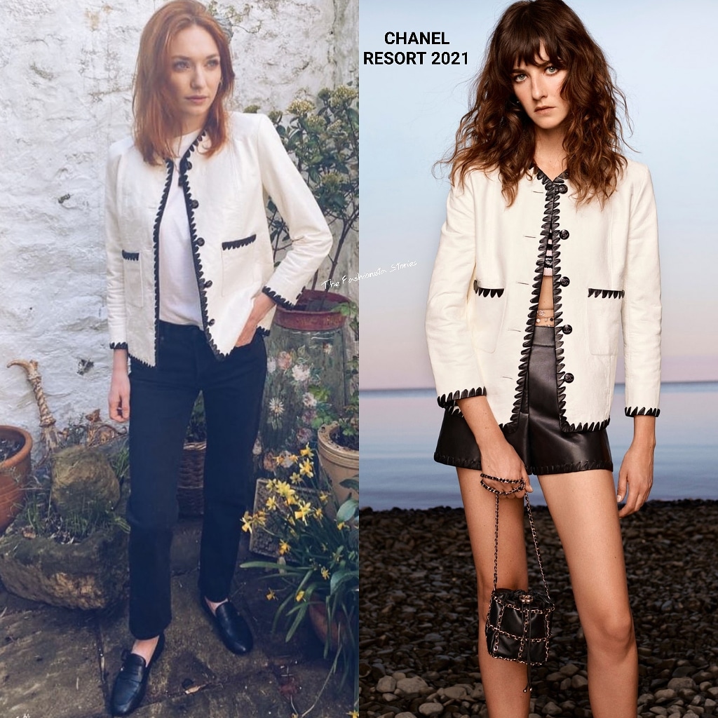 Instagram Style: Eleanor Tomlinson in Chanel & Jeanerica to Promote