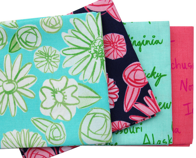 Red Pepper Quilts Sunday Stash 240 Cotton + Steel Mustang and Hatbox