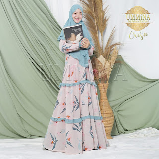 Crisa ( dress + khimar) Ummina - Gamis Muslim Terbaru