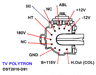 Data Pin Out Flyback DST2010-D91 TV Polytron (MX Minimax)