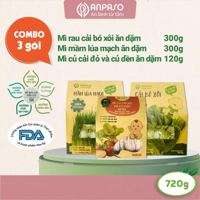 Combo 3 Vị Mì Ăn Dặm Cho Bé Anpaso
