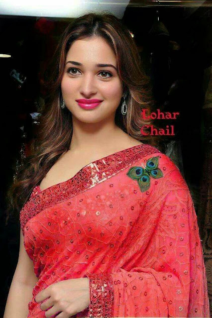 Tamanna Very Hot in Red Saree Photo Collection Navel Queens