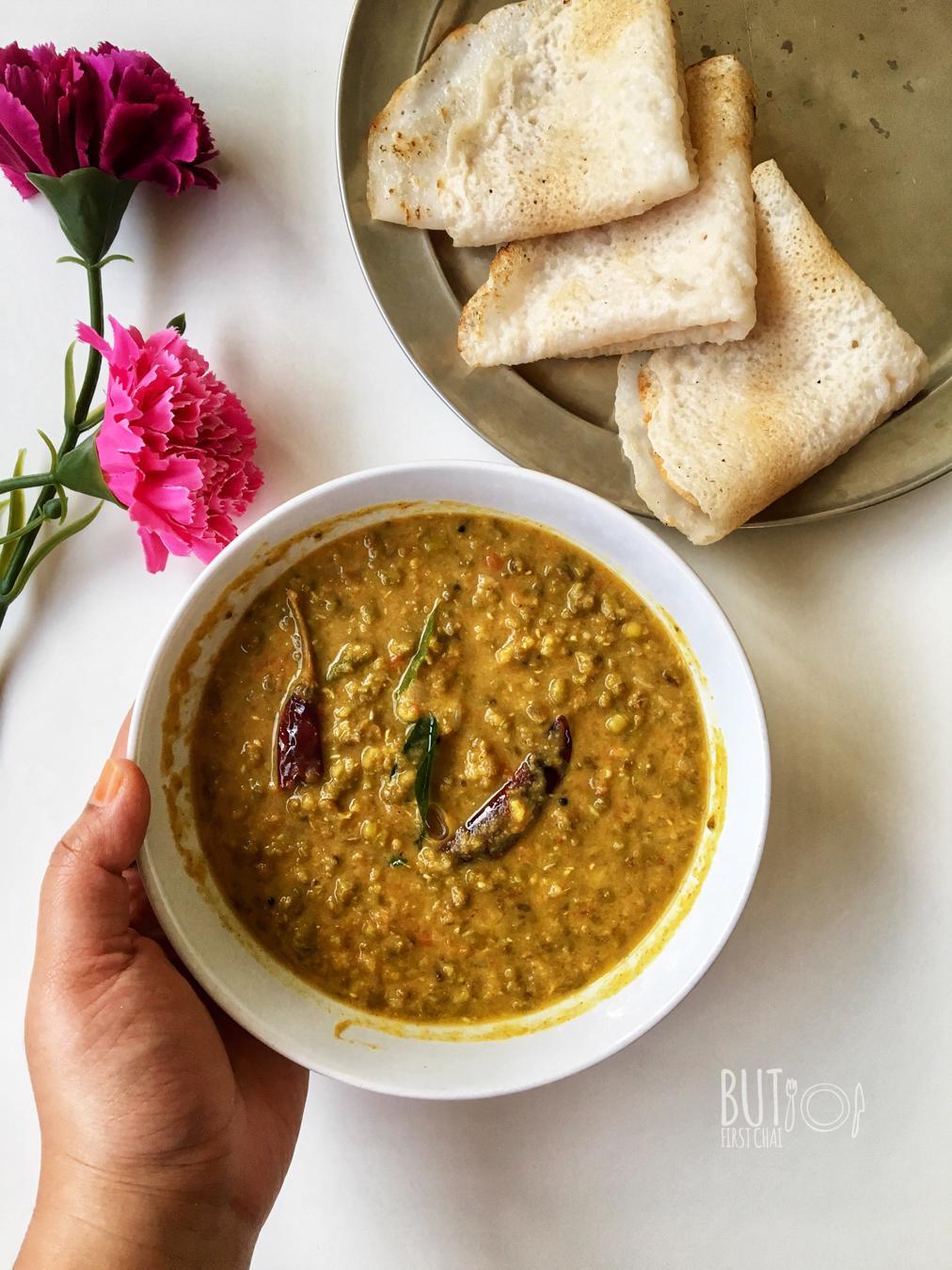 Split Green Gram Curry with Coconut and Fennel seeds Cherupayar Curry
