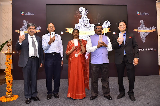 (L-R) Mr Pankaj Mohindroo: Founder and National President, Indian Cellular Association; Mr Ajay Kumar, Additional Secretary, Ministry of Electronics and IT, Ms Aruna Sundararajan, Secretary, Ministry of Electronics & IT; Hon’ble Union Minister for Electronics & Information Technology and Law & Justice, Shri Ravi Shankar Prasad and Mr Atul Jain, COO – Smart Devices, LeEco India (L-R) Mr Pankaj Mohindroo: Founder and National President, Indian Cellular Association; Mr Ajay Kumar, Additional Secretary, Ministry of Electronics and IT, Ms Aruna Sundararajan, Secretary, Ministry of Electronics & IT; Hon’ble Union Minister for Electronics & Information Technology and Law & Justice, Shri Ravi Shankar Prasad and Mr Atul Jain, COO – Smart Devices, LeEco India