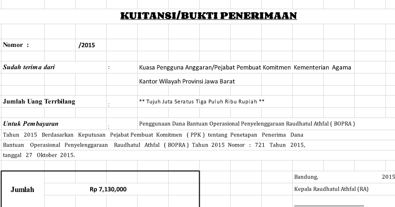 Contoh Format Kwitansi Bop Paud Tk Kbtpa Versi Berkas